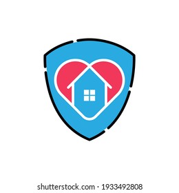 Stay at Home Logo Icon Vector design illustration. Home with Love icon design concept. Home with heart shape icons shows messages "stay home" or "stay safe" during Corona virus (COVID-19) pandemic