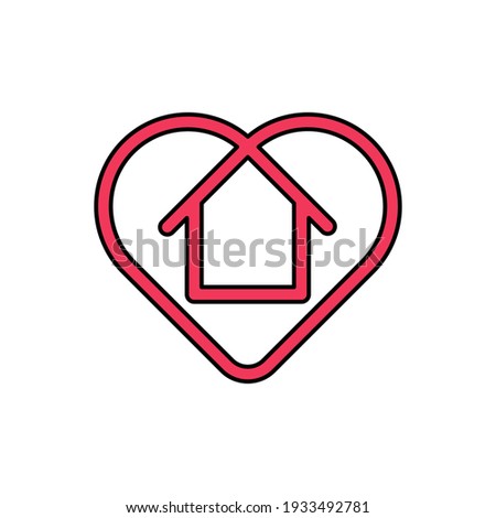 Stay at Home Logo Icon Vector design illustration. Home with Love icon design concept. Home with heart shape icons shows messages "stay home" or "stay safe" during Corona virus (COVID-19) pandemic