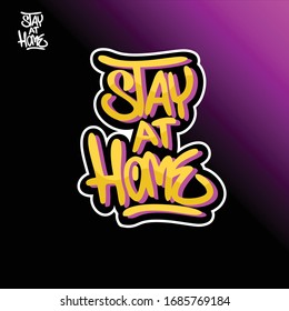 Stay at home logo template full color