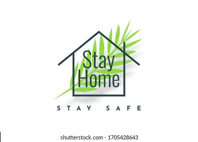 Stay at Home logo vector illustation template design