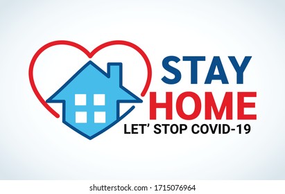 Stay home logo vector, stay home and safe from corona virus