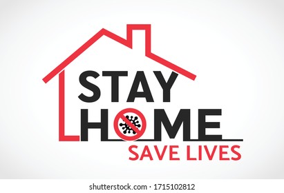 Stay home logo vector, stay home and safe from corona virus