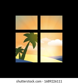 Stay at Home - Looking Through the Window - Home Quarantine - Vector Design Concept
