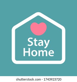 stay home with love icon in sweet tone, to be published during situation of COVID-19 which people should keep social distancing and stay home to stop the pandemic, concept of coronavirus quarantine