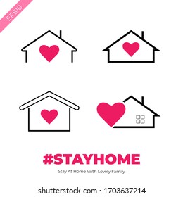 stay at home with lovely family icon vector illustration