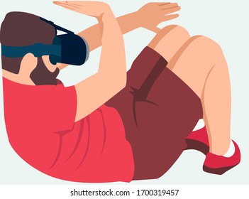 Stay at Home, man playing game with virtual reality at home self quarantine Vector Illustration 