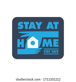 Stay at home message. Illustration of hands forming house icon. Protection campaign from coronavirus pandemic. Quarantine slogan.