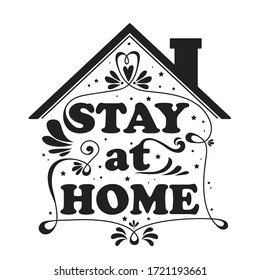 Stay at home. Motivational and inspirational illustration coronavirus lettering for logo design, banner, stamp, poster
