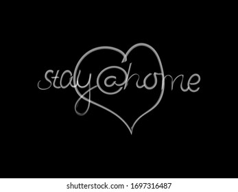 Stay at home - motivational lettering.  Vector, EPS.