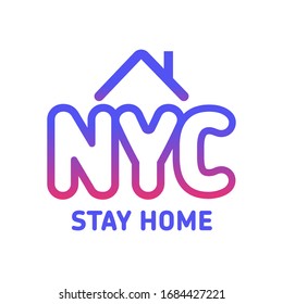 stay home new york city icon, home sticker symbol vector