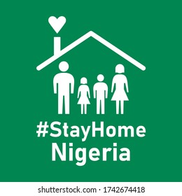 Stay Home Nigeria Hashtag Instruction Icon against the Spread of the Novel Coronavirus Covid-19 Virus. Vector Image.