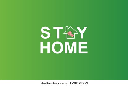 Stay home on Eco Environment background.stay safe with home icon against virus. The concept of quarantine and stay at home. COVID-19 Awareness.Space for your text banner website vector.Simple