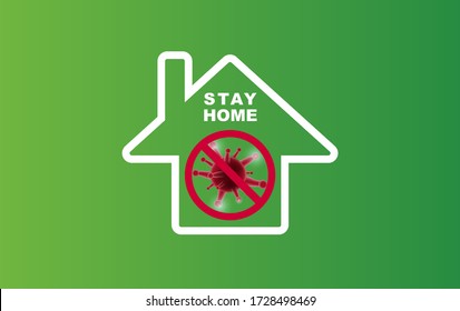 Stay home on Eco Environment background.stay safe with home icon against virus. The concept of quarantine and stay at home, stay safe.Stop COVID-19 Awareness.Space for your text banner website vector