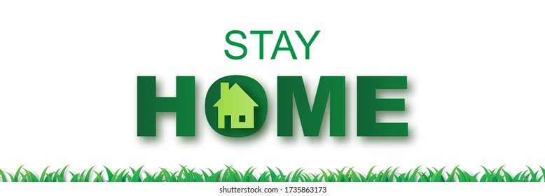 Stay home on Eco Environment background.stay safe zone with home icon against virus.City landscape concept of quarantine and stay at home. COVID-19 Awareness.Space for your text banner vector