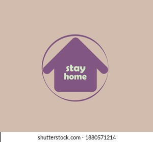 stay home on the purple background