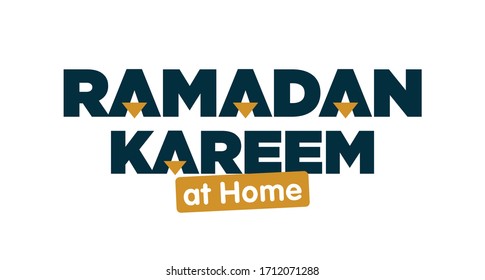 Stay Home on Ramadan Kareem Month. Awareness social media campaign and Coronavirus Covid-19 prevention. Vector Illustration.