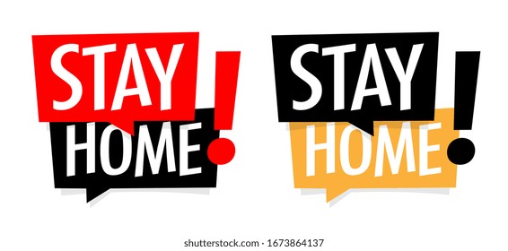 Stay home on speech bubble