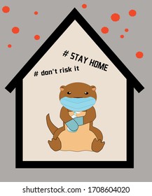 stay home otter art pandemic