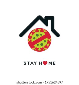 Stay home outbreak concept design. Stop sign with coronavirus covid-19 symbol on white background.