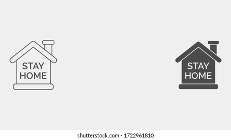 Stay at home outline and filled vector icon sign symbol