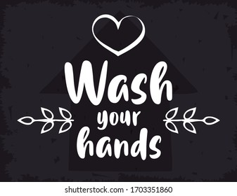 stay at home poster campaign with heart vector illustration design