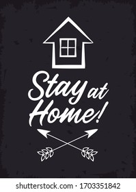 stay at home poster campaign with house and arrows vector illustration design