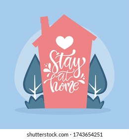 Stay at home poster with text - Vector