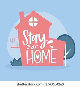 Stay at home poster with text - Vector