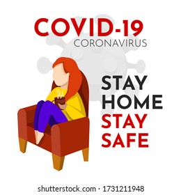 Stay home poster with vector illustration design covid-19 for medical design. Coronavirus pandemic effective protection concept. Respiratory pneumonia disease. Health care concept vector. 