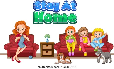 Stay home to prevent coronavirus illustration