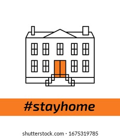 Stay home - prevent the spread of viruses. Quarantine isolation campaign design for news. #stayhome hashtag.  Stay home due to Covid-19 spread. Solidarity, awareness, patriots. Stock vector 