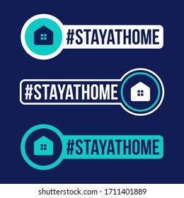 Stay at home Prevention of COVID-19 icon sticker vector illustration. Coronavirus protection badge with flat circle icon.