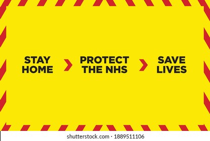 STAY HOME, PROTECT THE NHS, SAVE LIVES. Warning signs vector illustration- Quarantine signs that help to battle against Covid-19 in the United Kingdom.