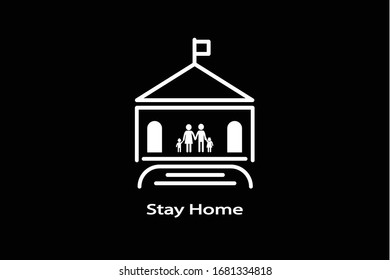 Stay Home - Protect yourself and Others - corona-virus alert prevention sign icon. Stay home corona-virus awareness quarantine and social distancing measures to prevent virus spread sign.