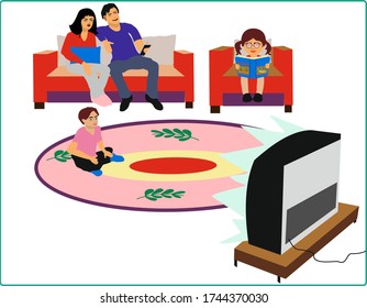 Stay at home. Protect yourself. Quarantine During Coronavirus Outbreak. Activity at home.Vector Illustration