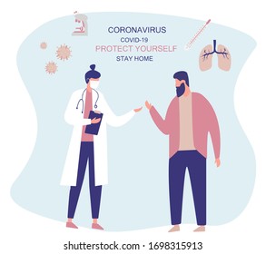 Stay Home. Protect Yourself.Keeping Distance for Decrease Infection Risk For Prevent Virus Covid-19.
Stay Home on Quarantine During the Coronavirus Epidemic. Vector Illustration.