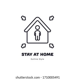 Stay at home. Quarantine concept illustration outline style