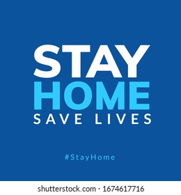 Stay Home pone la etiqueta de la epidemia de coronavirus en cuarentena para las redes sociales.