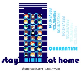 Stay at home. Quarantine. Coronavirus prevention. Watch out. Be safe and protect yourself and others. For posters, safety instructions covers, publicity, education. Stopping the Coronavirus. Vector.