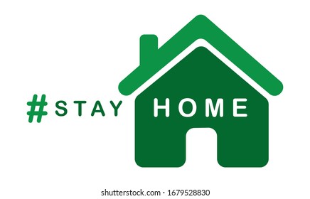 Stay Home quarantine Hashtag Coronavirus House Hope prevention Green Icon Vector 