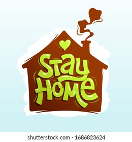 Stay home. Quarantine lettering poster. Hand drawn typography to promote self-isolation. Motivational colorful illustration. Sign, logotype, custom design, isolated vector. For coronavirus pandemics.