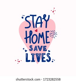 Stay home quarantine lockdown text. Vector lettering design for 2020 pandemic hazard alert.