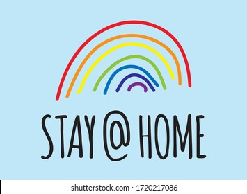 Stay at home rainbow Coronavirus vector