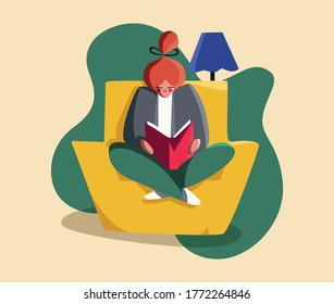 Stay home reading and writing. Spend weekend, holiday, vacations, quarantine reading, studying, learning new things. Warm, cozy and comfy living room.