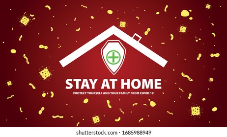 Stay at home to reduce risk of infection and spreading the virus. Quarantine motivational poster.Vector illustration.