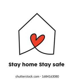 Stay home stay safe, stay alive save lives icon Coronavirus pandemic awareness campaign vector logo on white background, sweet home