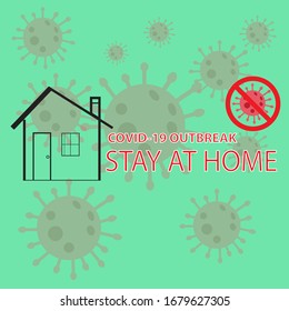 Stay at home, safe to avoid the spread of the COVID-19 Coronavirus. Vector illustration.
