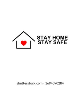 Stay at home or stay safe campaign for protection Coronavirus 2019 (COVID-19) disease epidemic, Vector design of flat icon on isolated background.