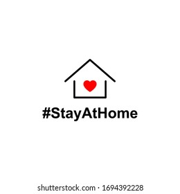 Stay at home or stay safe campaign for protection Coronavirus 2019 (COVID-19) disease epidemic, Vector design of flat icon on isolated background.