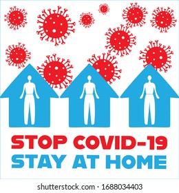 Stay home, stay safe concept. Awareness, social media template. Coronavirus quarantine. Prevent covid-19. Global pandemic. Vector illustration for banner, poster, flyer.